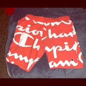 Men peach/white sweat shorts